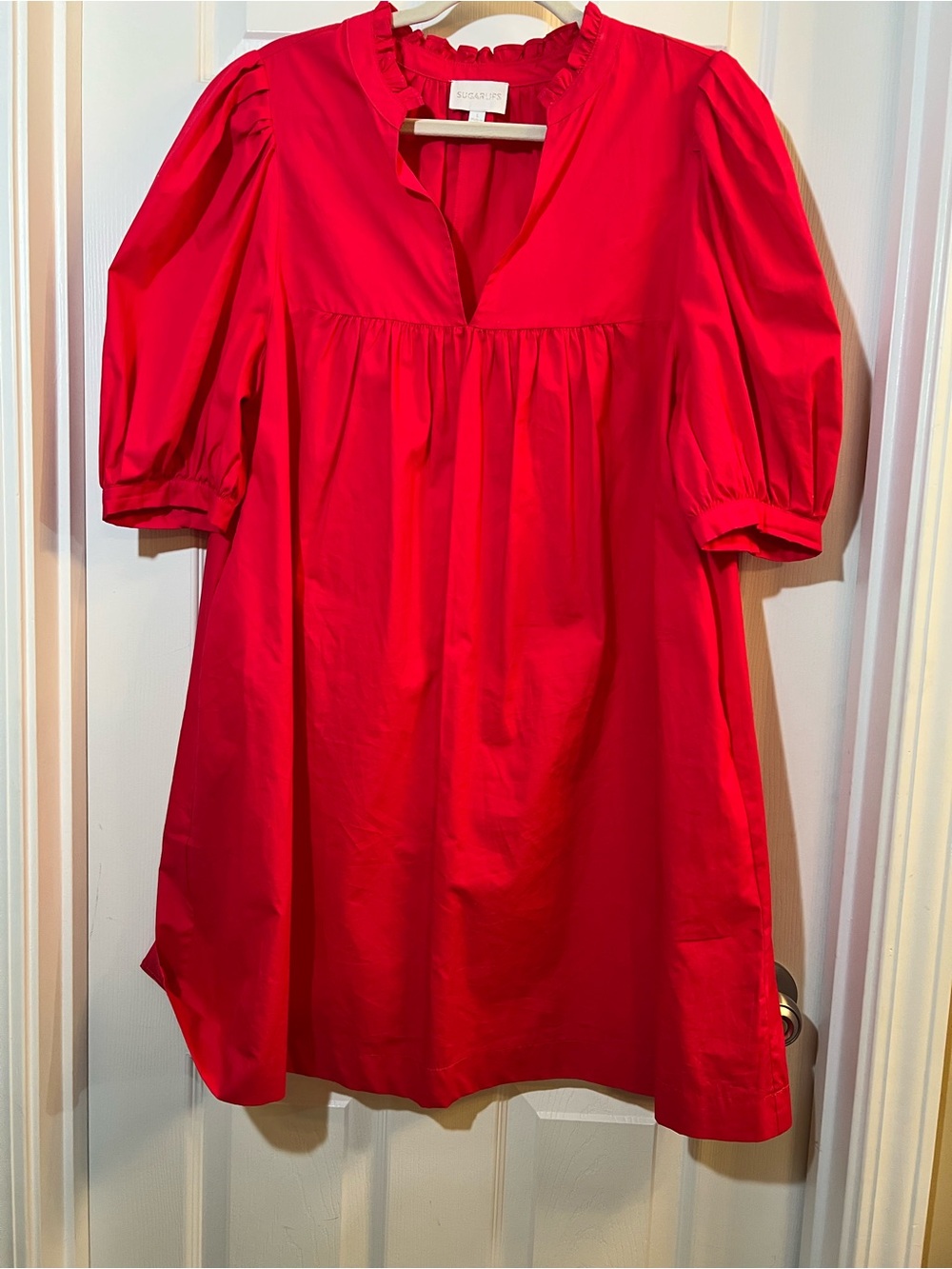 🦋NWOT Sugarlips Hot Pink Puff-Sleeve Mini Dress size large